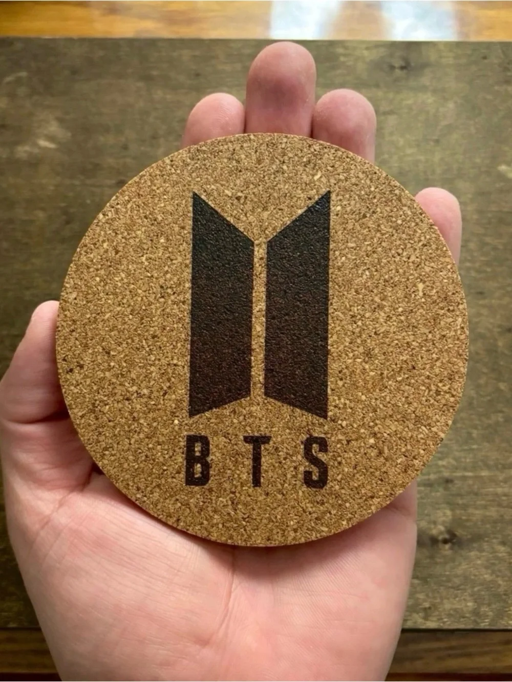 BTS Logo Laser Engraved Cork Coaster #2